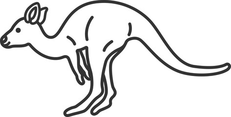 カンガルー（線画）のイラスト
