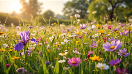Fototapeta premium Meadow of colorful wildflowers 