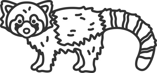 Fototapeta premium レッサーパンダ（線画）のイラスト