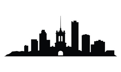 Naklejka premium Fortaleza City Skyline Silhouette, Vector, Icon, Logo, White Background.