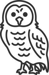 フクロウ（線画）のイラスト