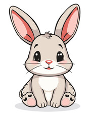 Vector Cute bunny rabbit outline sketch vector illustration. Minimal bunny.