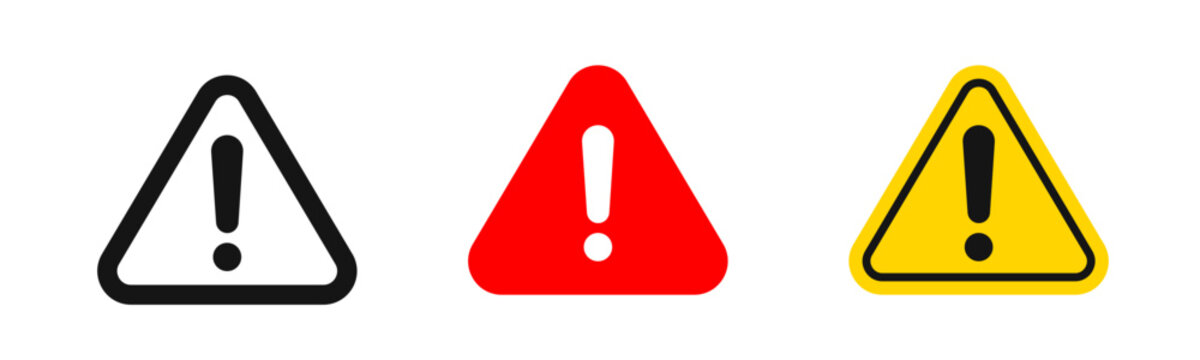 Caution vector icons. Warning icons. Caution alarm sign set. Danger signs. Warning attention icons