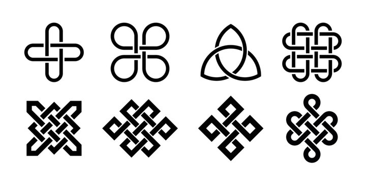 Celtic knot vector icons. Celtic elements. Celtic trinity knots collection. Endless knot symbols