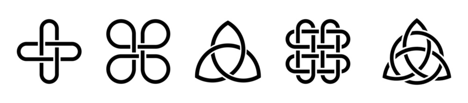 Celtic knot vector icons. Endless knot symbols. Celtic trinity knots collection.