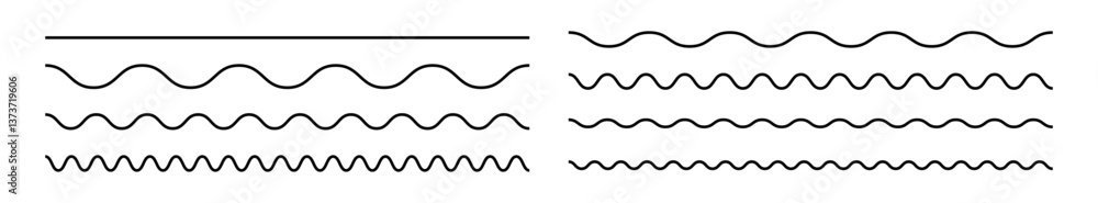 Poster wavy lines. set of wavy horizontal lines. wavy zigzag lines. zig-zag vector elements