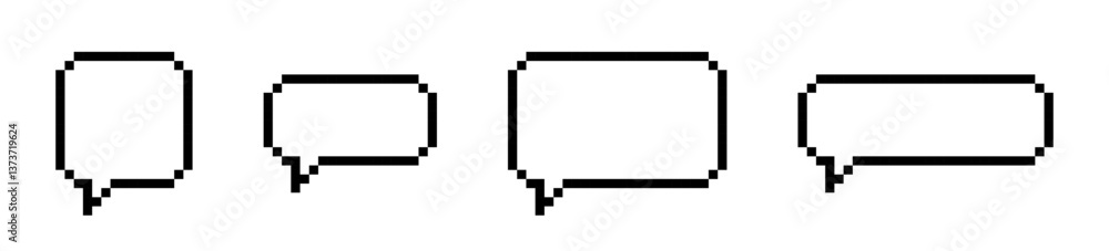Aufkleber pixel speech bubbles. chat speech or dialogue bubbles in pixel art style. pixelated speech bubbles.