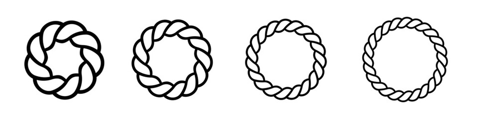 Round rope symbol set. Circular rope shapes. Circles made of rope.  Rope borders © Jocelyn_Flores