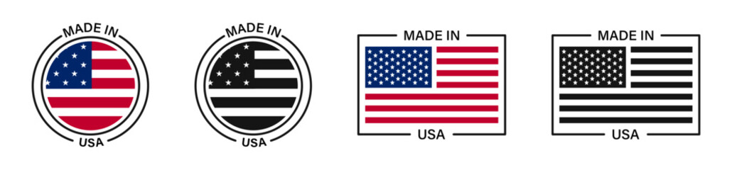 Made in USA. USA product label set. Made in USA vector icons. © Jocelyn_Flores