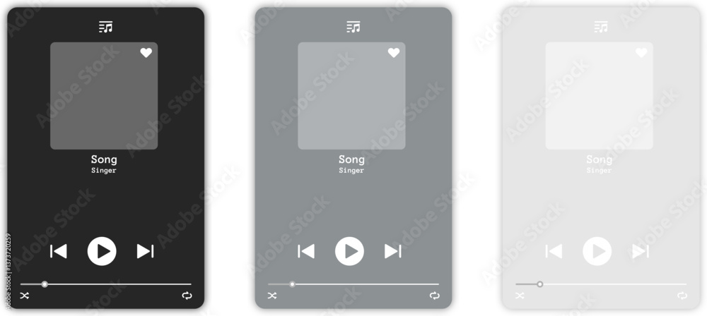 Poster music player illustration. music application interface. player button set. media player illustration