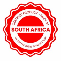 This is a pixel design illustrating the concept of country stamps for certified products made in South Africa. These stamps symbolize authenticity, quality assurance, and national branding.