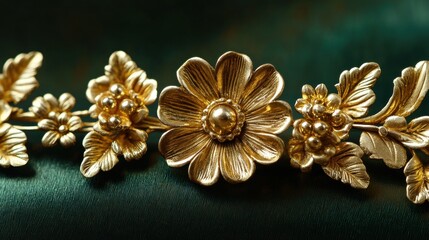 Naklejka premium Golden Floral Hair Ornament: Exquisite Craftsmanship in Gilded Blooms