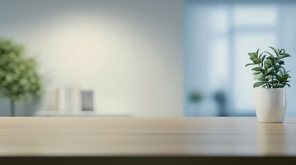 Minimalist meeting table with soft lighting, symbolizing focus and professionalism in a modern workspace.
