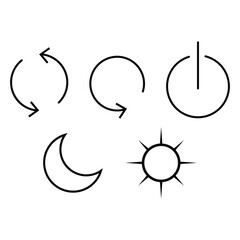 Reset Button icon. Restart or redo undo, power, day, night screen control button in round shape. Computer hardware icon design illustration.