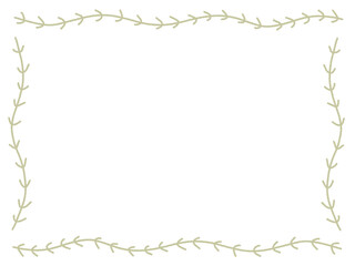 手描きのうねる蔦イメージのフレーム　レトロ・ボタニカル