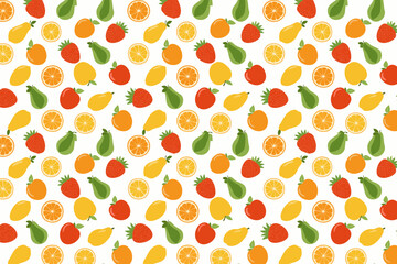 Seamless pattern with fruit on white background. Vector illustration.