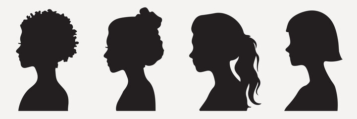 Diverse silhouette profile collection isolated element vector