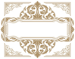 Decorative monochrome ornate retro floral blank emblem