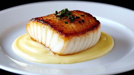 Delicious Pan Seared Fish Fillet with Creamy Sauce Gourmet Dish