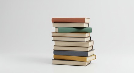 Stack of Books on White Background