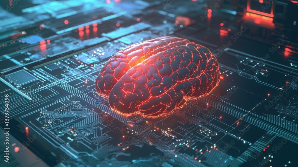 Aufkleber intricate illustration of a brain integrated with circuitry representing the concept of artificial i
