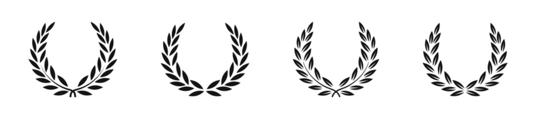 Obraz premium Wreath icons. Laurel wreath vector icon set. Wreaths and branches with leaves.