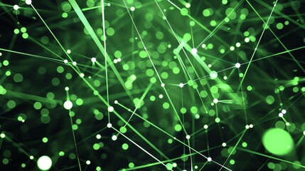 Glowing green network. Plexus structure with glowing dots and lines. Abstract technology background. 3D rendering.