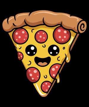 Naklejki Cute Kawaii Pizza Slice National Pizza Day Funny Food Lovers