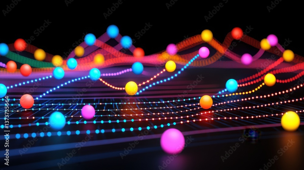 Poster vibrant string of colorful lights creating a stunning visual representation of big data strategy and