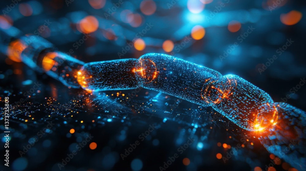 Poster cell filled with dots representing data density and complexity in blockchain-based workflow zones