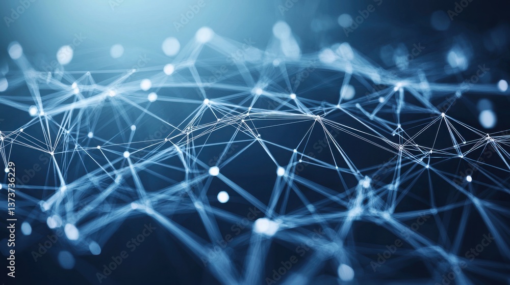 Poster an intricate network of lines illustrating the complexities of the blockchain business network frame