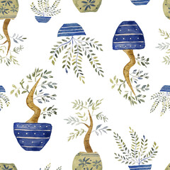 Leaves, branches in a vase, watercolor drawing, eco
