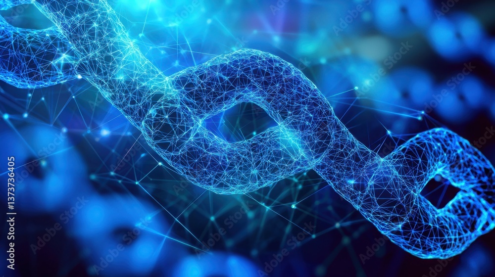 Poster a strong chain with interconnected links representing blockchain applications for supply chain manag