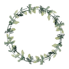 Set of watercolor collection design elements leaves, green branches, botanical illustration isolated on transparent background	