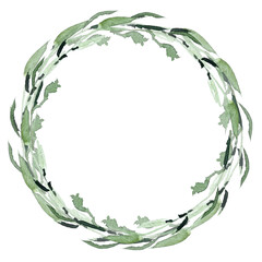 Set of watercolor collection design elements leaves, green branches, botanical illustration isolated on transparent background	