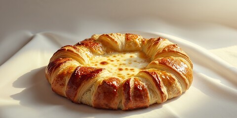 A freshly baked pastry filled with cheese and perfectly golden brown for a delectable snack or breakfast treat