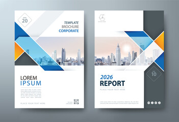 Blue and orange Annual report brochure flyer design template vector, Leaflet, presentation book cover templates