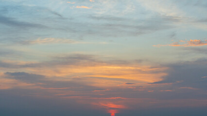 Fototapeta premium Cloudscape dramatic sunset with twilight color sky and clouds, Nature background