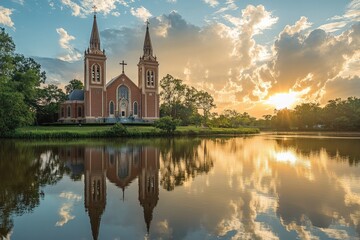 Fototapeta premium Natchitoches Basilica - A Louisiana Catholic Church and Holy Place of Religion