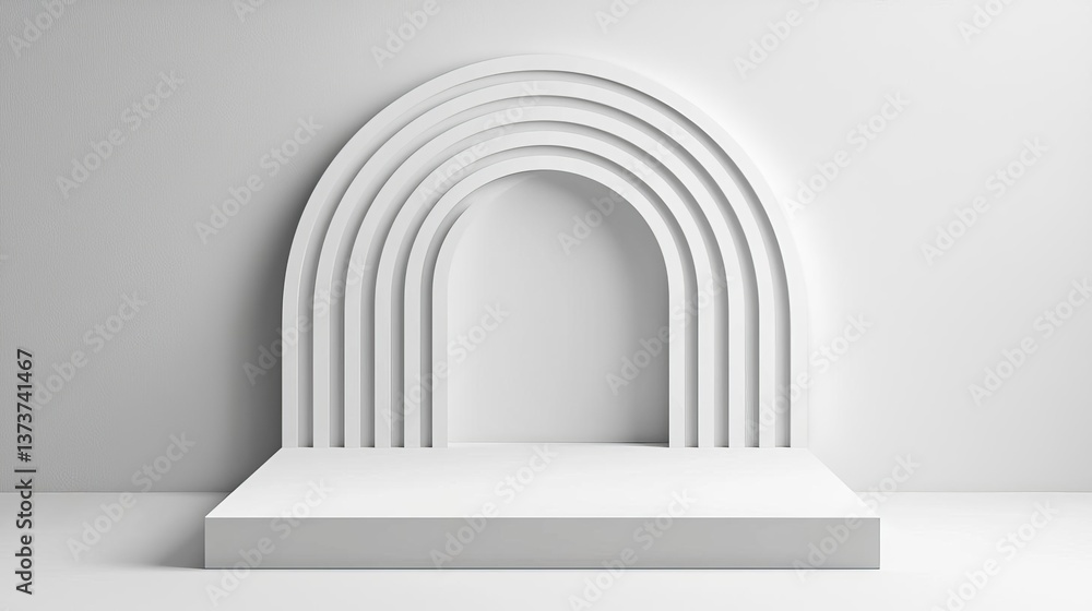 Aufkleber modern white product stage display scene 3d podium background with minimal geometric platform base o