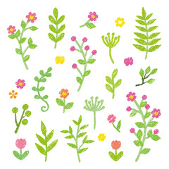 グリーン　ナチュラル　草花のアイコン　手描き風