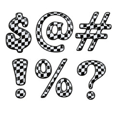 Black and White Checkerboard Pattern 3D Bubble Symbols