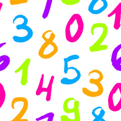 Colorful Hand Drawn Numbers Pattern, Fun Abstract Background