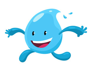 Obraz premium Water drop. Cute aqua character. Sticker for social networks. Cartoon flat vector illustrations isolated on white background