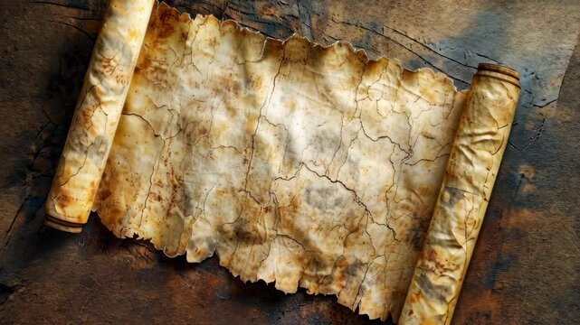An old parchment manuscript Hebrew text ancient Biblical prophets scroll background 4K