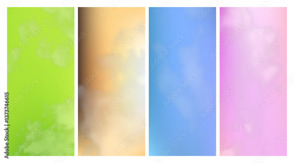 Poster modern colorful gradient background with clouds