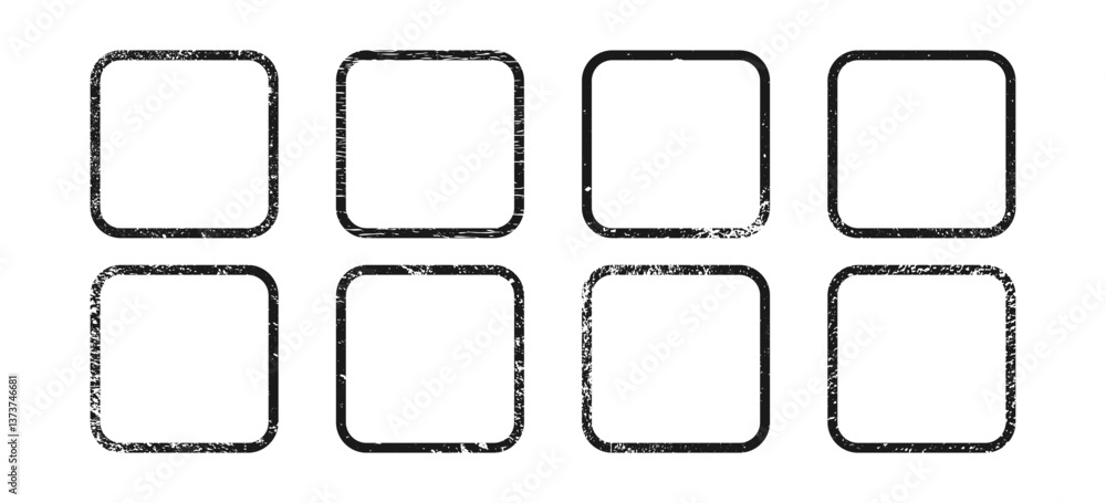 Poster set of grunge borders in rounded square form