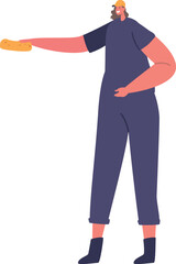 Woman cleaner using washcloth brush