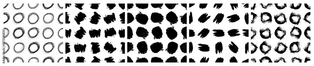 Poster set of seamless patterns with scribble smears