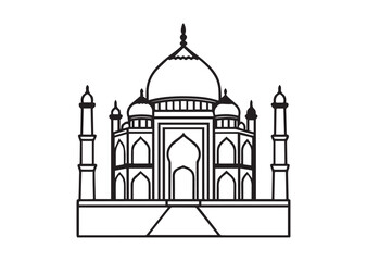 Taj mahal silhouette Vector